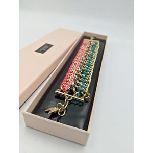 Victoria's Secret Pink Teal Gold Angel Bracelet